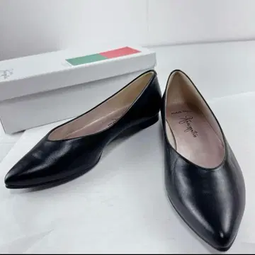 미사용품 긴자 카네마츠 23cm 우천 겸용 플랫슈즈 블랙