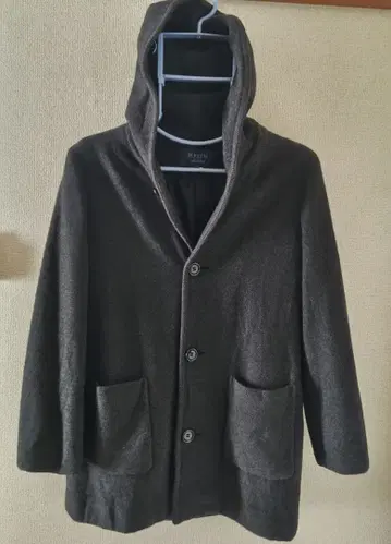 KEITH 키이스 후드 부착 그레이 울 코트