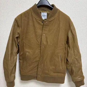 브라운 울 합성 피혁 자켓