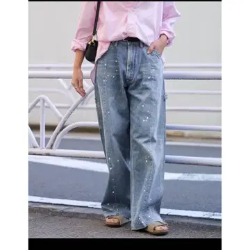 LEE x FRAMeWORK/페인트 가공 데님 팬츠 페인터 팬츠/S