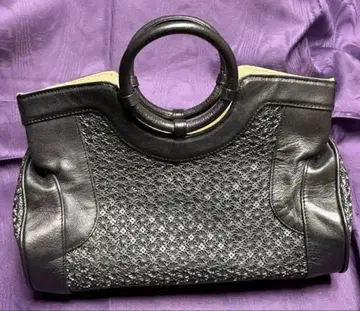 HIROKO HAYASHI 히로코하야시 핸드백 원형 핸들 블랙