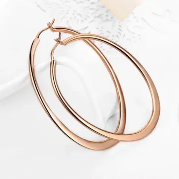 타원형 메탈 귀걸이 (로즈 골드 / 실버)