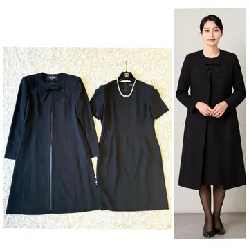 소와르 베니르 고급 블랙 포멀 롱 자켓 원피스 세트