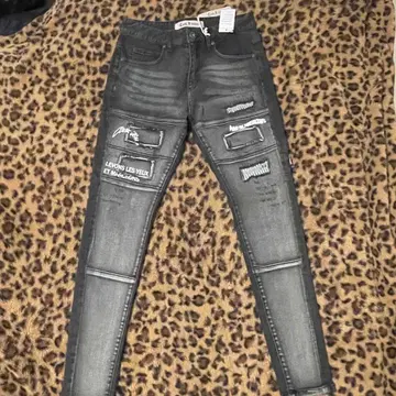 룩 진 데미지 가공 스키니 청바지