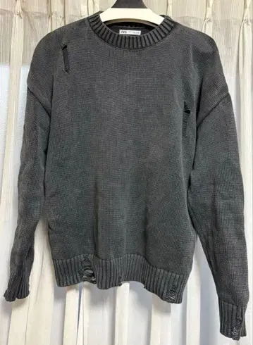 ZARA 니트 데미지 스웨터 가공 완판템 그레이 인기 스트릿