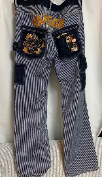 반손 톰과 제리 자수 페인터 데님 팬츠 히코리 다크 네이비 34