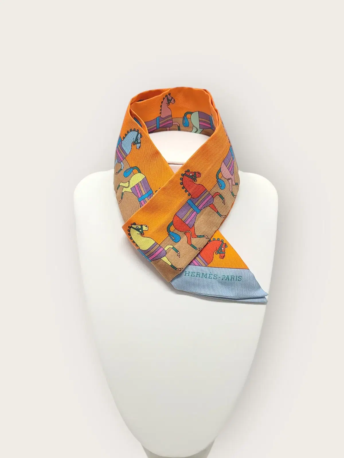 Hermes Multicolor Rocabar Horse Printing Twilly Scarf