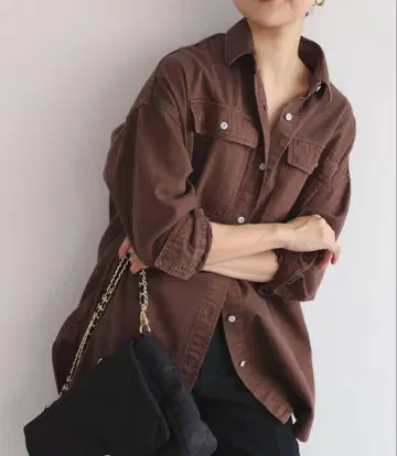 SLOBE IENA 헬시 데님 셔츠 아몬드