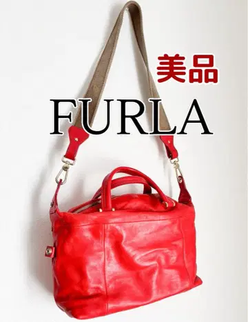 훌라 FURLA 가죽 빨간색 핸드백 미니 보스턴