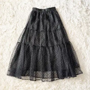 CADUNE 카듀네 반짝반짝 도트 스커트 튤 시어 롱 기장