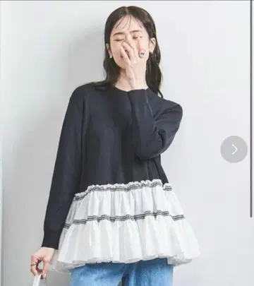 유나이티드 애로우즈 엠브로 티어드 콤비 니트