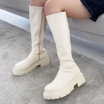 Heather 인힐 스트레치 롱 부츠 아이보리