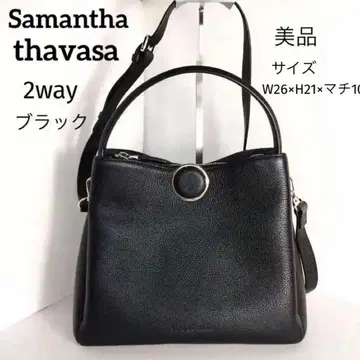 [ 거의 새상품급 ] 사만다 타바사 2way 백 원 핸들 가죽 블랙
