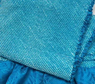 w-032 순수 실크 오비 장식 천 총무늬 후리소데 성인식 터콰이즈 블루