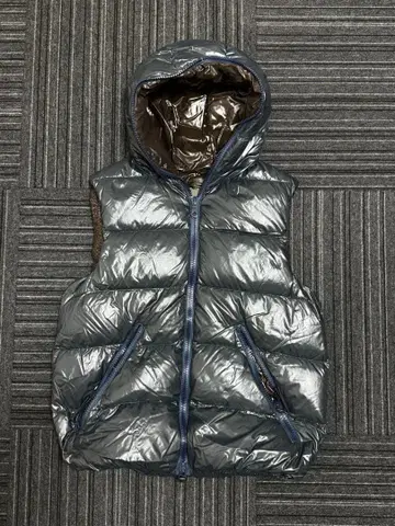 DUVETICA 후드 부착 다운 베스트 50 블루