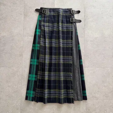 새상품급 오닐 오브 더블린 랩 스커트 프린지 도킹 벨트 체크