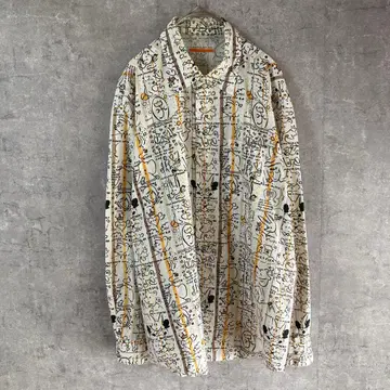 CASTELBAJAC 패턴 무늬 긴팔 코튼 셔츠 남성용 사이즈 4