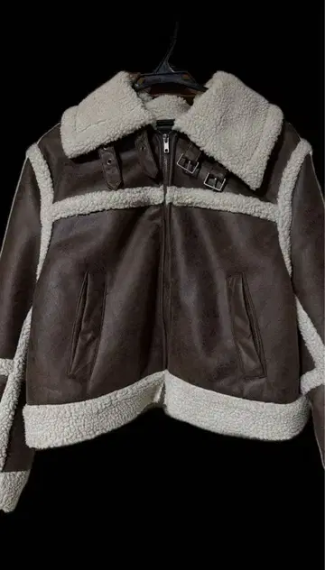 무스탕 코트 브라운 지퍼 포함