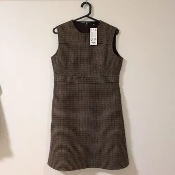 [ 익명 배송 ] 유니클로 더블 페이스 미니 원피스 브라운 M