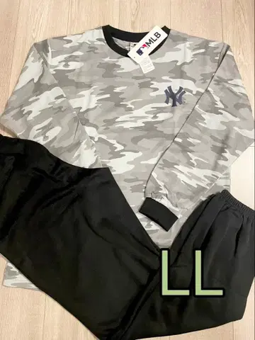 MLB 양키스 긴팔 파자마 룸웨어 종이상자 니트 카모플라쥬 LL