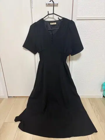 REDYAZEL 블랙 반팔 롱 원피스