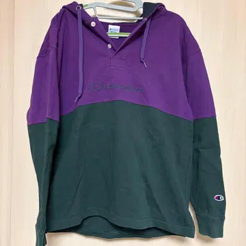 Champion 후드 맨투맨 보라색/그린