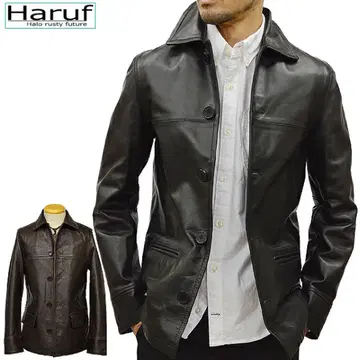 초레어 새상품 천연 가죽 카 코트 가죽 자켓 가죽 점퍼 남성용 블랙