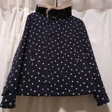 물방울 패턴 더블 브레스트 피 코트