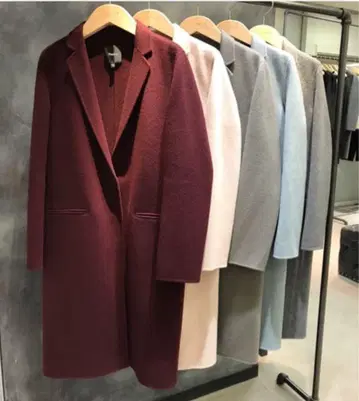 Theory 핑크 베이지 체스터 코트 캐시미어 혼방