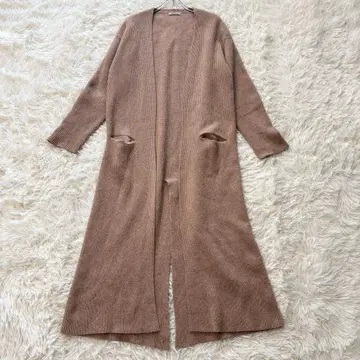 새상품급 오라리 롱 가디건 맥시 길이 카멜 100% 슬릿