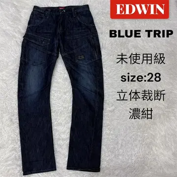 EDWIN BLUE TRIP 데님 W28 입체 재단 다크 네이비 미사용급