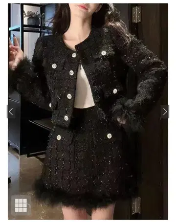 [pm634] 페더 트위드 자켓 x 인빵 안감 부착 스커트 셋업