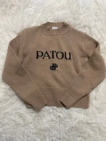 PATOU 베이지 로고 자수 니트 S