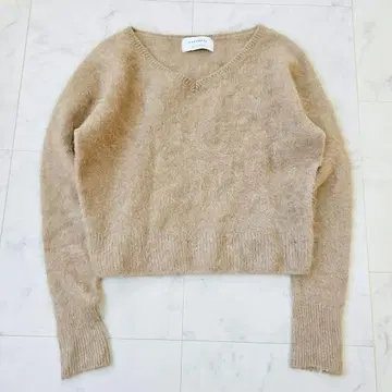 그린 라벨 릴랙싱 캐시미어 100% v넥 니트 베이지