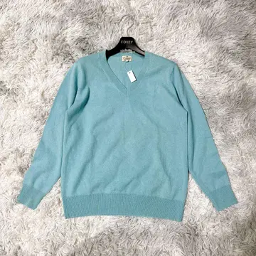 [23구] 38 퓨어 캐시미어 100% V넥 니트 라이트 블루