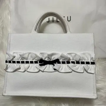 JILTU petit frill tote bag L white/black