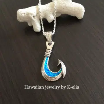 하와이안 주얼리 블루 오팔 피쉬 후크 탑