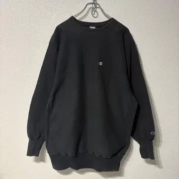 90s 자수 택 챔피온 리버스 위브 무지 눈 달린 블랙