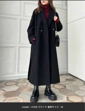 moment+ 니트 멜톤 사이드 슬릿 롱 체스터 코트