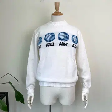 80s 90s 미국산 AT&T 기업 로고 아크릴 니트 스웨터