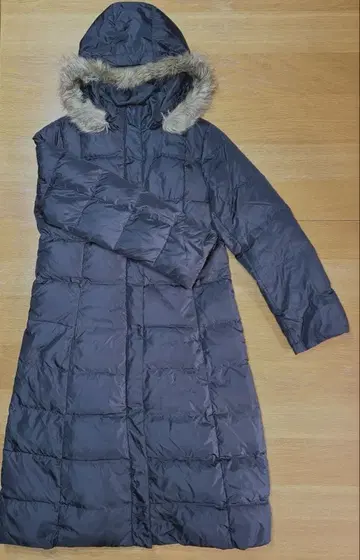 다운 코트 인조 모피 포함 블랙 여성용 L 사이즈