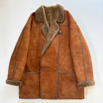 프랑스제 빈티지 오네드 무스탕 코트 48 L 라이트 브라운