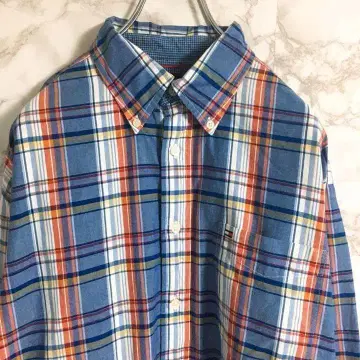 타미힐피거 원포인트 자수 체크 셔츠 멀티 컬러 L