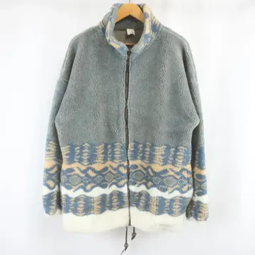 VINTAGE 빅 실루엣 오버 사이즈 올 패턴 보아 플리스 자켓