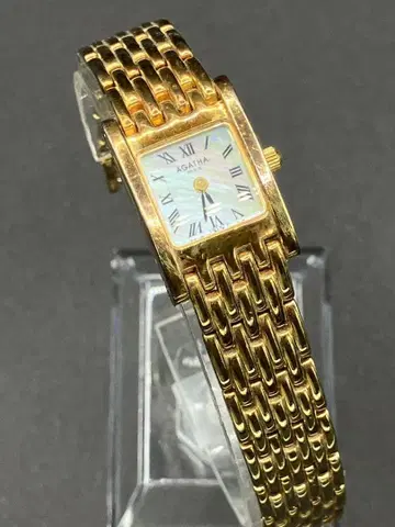 AGATHA 골드 아날로그 손목시계 작동 안 함