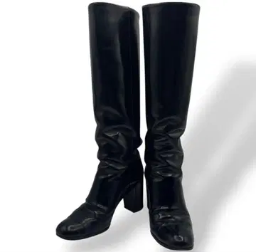 새상품급 타니노 크리스티 이탈리아제 롱 부츠 가죽 천연 가죽 블랙