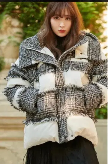 Herlipto Hooded Tweed Shell Down Jacket