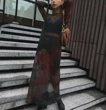 새상품급 Ameri MIRANDA TAIDAI SHEER LONG TOP