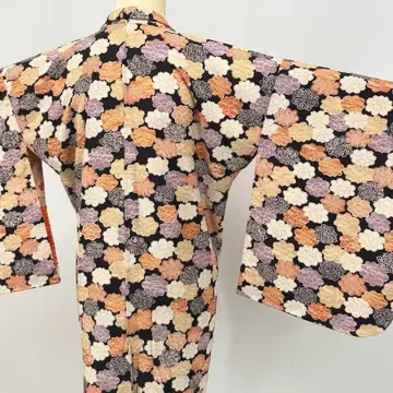 백합꽃 앤티크 겉옷 기장 88cm 다이쇼 로망 모던 순수 실크 L802