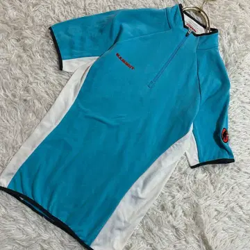 MAMMUT 하프 지퍼 반팔 셔츠 블루 S